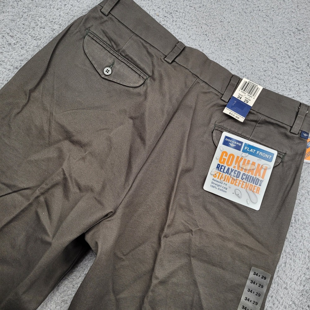 Vintage Y2K Levis Dockers Go Khaki Stain Defender Relaxed Fit Straight Leg 34x29